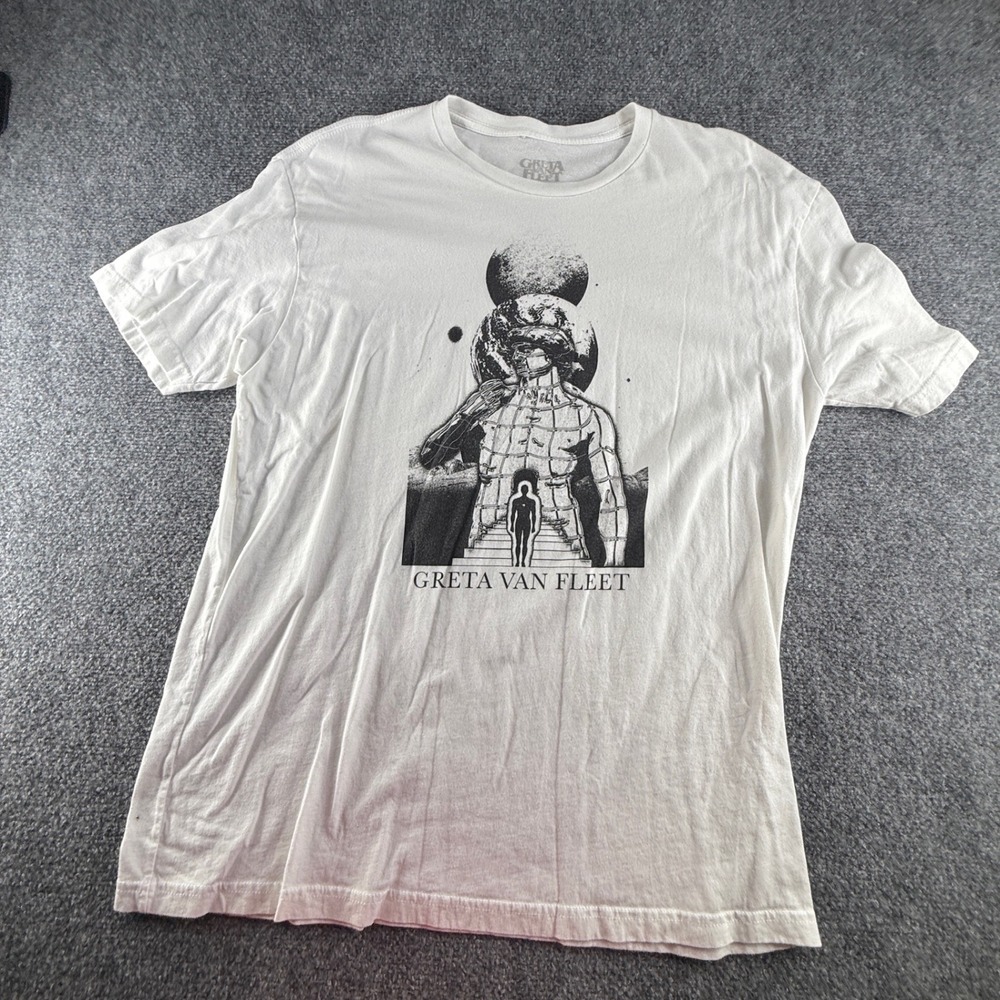Greta Van Fleet White Graphic Band Tee XL Short Sleeve Rock Music Shirt